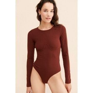 4th & Reckless Peppa Long-Sleeve‎ Bust Seam Bodysuit Size XS